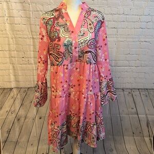 Floral paisley tiered ruffle dress